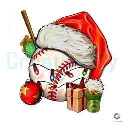 Santa Baseball Christmas PNG Merry Xmas Vintage File