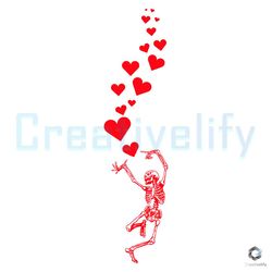 Skeleton Dancing Heart SVG Valentines Day File Digital