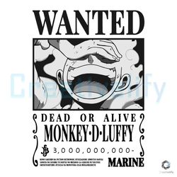 Wanted Dead Or Alive One Piece SVG Monkey D Luffy File