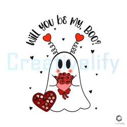 Will You Be My Boo PNG Cute Ghost Valentine File Digital