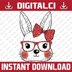 Cute Bunny Face Leopard Glasses Easter Day Png, Happy Easter Day Sublimation Design116