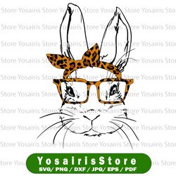 Cute Bunny Face Leopard Glasses Headband Happy Easter Day Easter PNG, Easter Day png, Bunny with Hea120