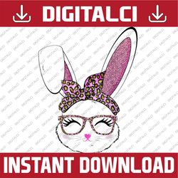 Cute Bunny Face Leopard Print Easter Easter Day Png, Happy Easter Day Sublimation Design124