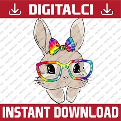 Cute Bunny Face Tie Dye Glasses Easter Day Easter Day Png, Happy Easter Day Sublimation Design129