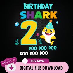 2nd Birthday Shark Svg, Shark Birthday Svg, Shark Doo Doo Svg, Shark Kids Svg, Second Birthday ,Birthday, Happy birthday