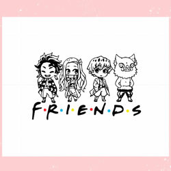 Anime Character Friends SVG Japanese Cartoon Hand Drawn Graphic Design File,Disney svg, Mickey mouse,Princess, Movie