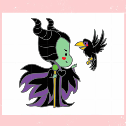 Cute Maleficent Chibi SVG Movie Character Cutting Digital File,Disney svg, Mickey mouse,Princess, Movie