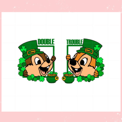 Double Trouble Funny St Patricks Day Shamrock SVG Cutting Files,Disney svg, Mickey mouse,Princess, Movie