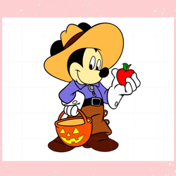 Halloween Mickey Cowboy SVG Disney Pumpkin Vector Cutting Files,Disney svg, Mickey mouse,Princess, Movie