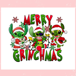 Merry Grinchmas Funny Stitch PNG,Disney svg, Mickey mouse,Princess, Movie