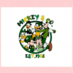 Mickey And Co Est 1928 Funny Mickey And Friend Shamrock Svg,Disney svg, Mickey mouse,Princess, Movie