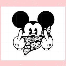 Mickey Mouse Bandana Middle Finger SVG Designs Files,Disney svg, Mickey mouse,Princess, Movie