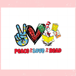 Peace Love Read Dr Seuss SVG For Cricut Sublimation Files,Disney svg, Mickey mouse,Princess, Movie