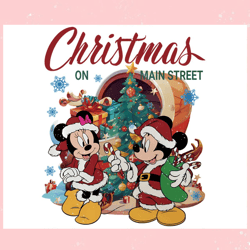 Retro Christmas On Main Street PNG,Disney svg, Mickey mouse,Princess, Movie