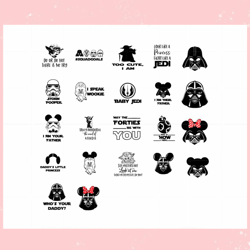 Star Wars Villain Bundle Darth Vader And Baby Yoda SVG For Cricut Files,Disney svg, Mickey mouse,Princess, Movie