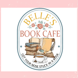 Vintage Belles Book Cafe PNG Your Nose Stuck In A Book PNG,Disney svg, Mickey mouse,Princess, Movie