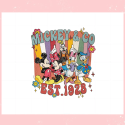 Vintage Mickey And Co Est 1928 Retro Mickey And Friend Png,Disney svg, Mickey mouse,Princess, Movie
