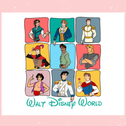 Walt Disney World Prince Character Group Svg Cricut Files,Disney svg, Mickey mouse,Princess, Movie