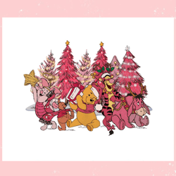 Winnie The Pooh Pink Christmas Tree PNG,Disney svg, Mickey mouse,Princess, Movie