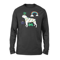 St Patricks Day Dog Leprechaun Boston Terrier Long Sleeve T-Shirt