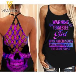 tennessee girl criss-cross open back camisole tank top mar-dt16