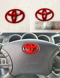 Toyota Steering Wheel Emblem Badge In Glossy Red