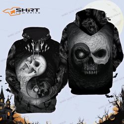 Yin Yang Skull 3D Zip Hoodie