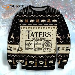 Lotr Taters Potatoes Printed Ugly Christmas Sweater
