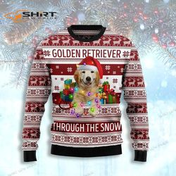 Golden Retriever Through The Snow Ugly Christmas Sweater