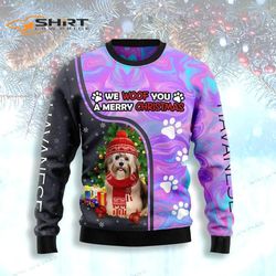 Havanese Hologram Color Ugly Christmas Sweater