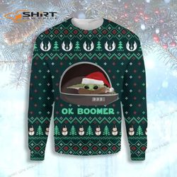 Star Wars Baby Yoda Ok Boomer Star Wars Gift Fan Ugly Christmas Sweater