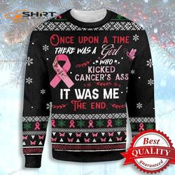 The Girl Kick Breast Cancer Awareness Ugly Christmas Sweater