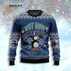 Not Now Arctic Puffin Christmas Womens Ugly Christmas Sweater