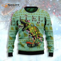 Skateboard Dinosaur Ugly Christmas Sweater
