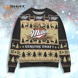 Miller Genuine Draft Snowflake Christmas Ugly Christmas Sweater