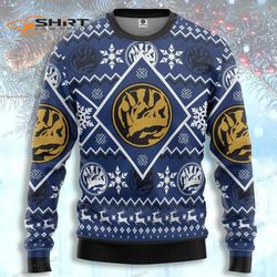 Mighty Morphin Power Ranger Blue Ugly Christmas Sweater