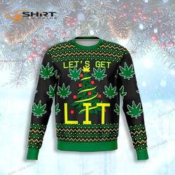 Lets Get Lit Funny Womens Ugly Christmas Sweater