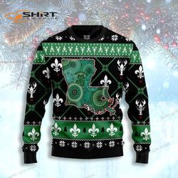 Louisiana Usa Symbols Pattern Christmas Ugly Christmas Sweater