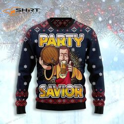 Jesus Party Savior Womens Ugly Christmas Sweater