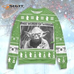 Jedi Master Yoda Star Wars Free Words Of Wisdom Ugly Christmas Sweater