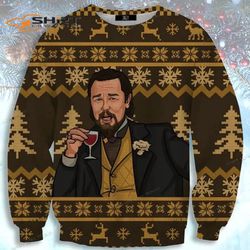 Laughing Leo Memes Yellow Womens Ugly Christmas Sweater