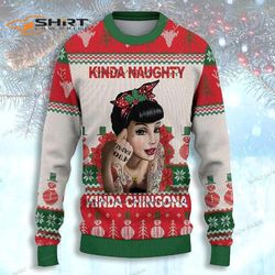 Kinda Naughty Kinda Chingona Feliz Navidad Latin Christmas Womens Ugly Christmas Sweater