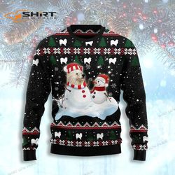 Indian Spitz And Snowman Womens Ugly Christmas Sweater