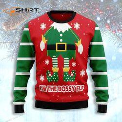 Im The Bossy Elf Ugly Christmas Sweater