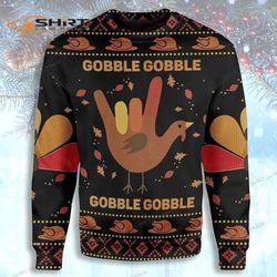 Gobble Gobble Bird Hand Sign For Bird Lovers Ugly Christmas Sweater