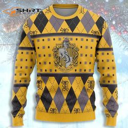 Harry Potter Hufflepuff Crest Yellow Womens Ugly Christmas Sweater
