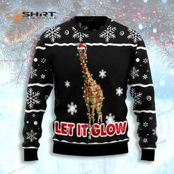Giraffe Let It Glow Ugly Christmas Sweater