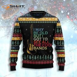 Guitar Old Vintage Xmas Ugly Christmas Sweater