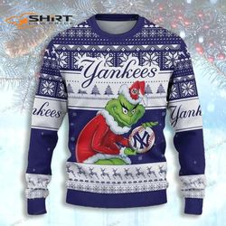 Grinch York Yankees Blue Christmas Ugly Christmas Sweater