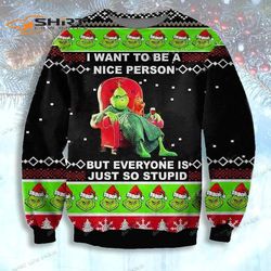 Grinch Want To Be Nice Person Womens Ugly Christmas Sweater